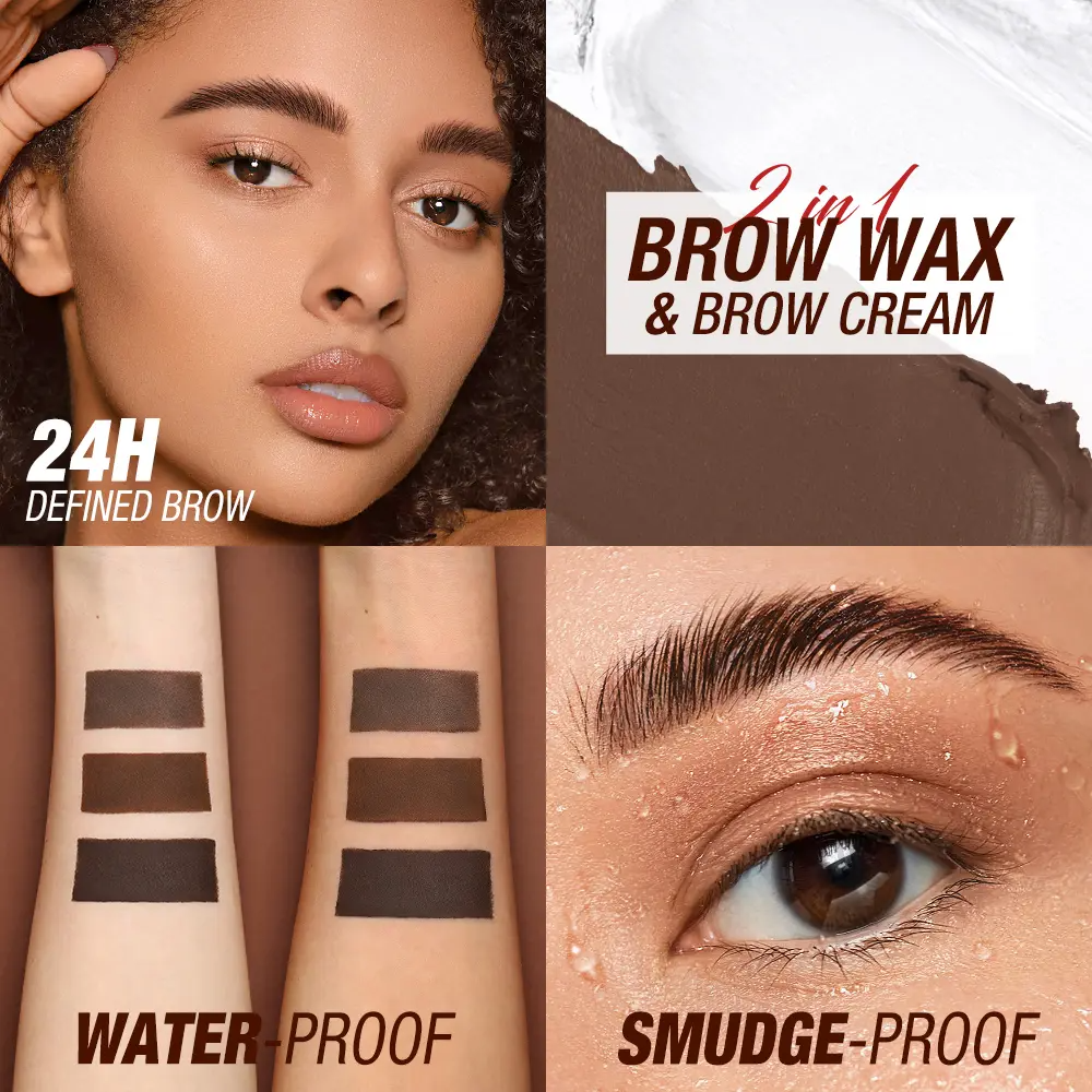 2-in-1 Brow Wax & Eyebrow Cream – Black & Brown Waterproof Brow Styling Kit